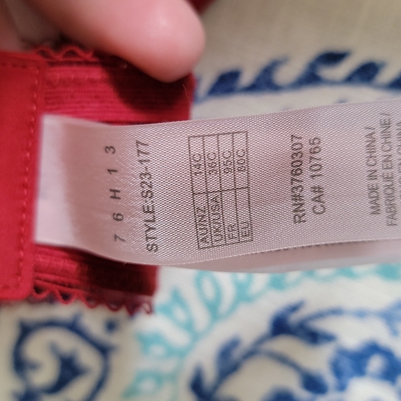 NWT STELLA McCARTNEY Red w/ Black Velvet Bows Lined Demi Bra 36C - Picture 5 of 7